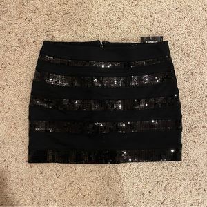 NWT Express black sequin mini skirt size 2
